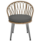 U_STYLE Outdoor Leisure Set, 2 Rattan Single Chairs with A Glass Round Table, Perfectly Suited for N711P256422E