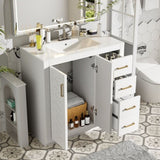 36'' Bathroom Vanity with Ceramic Sink Combo, Solid Wood Frame Bathroom Storage Cabinet, N710P243327K