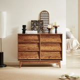 6 Drawer Double Dresser Features Vintage-style and Bevel Design W578132029