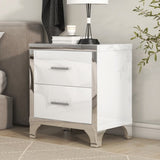 ZNTS Elegant High Gloss Nightstand with Metal Handle,Mirrored Bedside Table with 2 Drawers for WF303281AAK