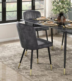 Modern Design Home Furniture Chairs Set of 2, Charcoal-hued Velvet Upholstery Channel Tufting Black B011P199726