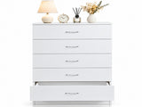 5-Drawer Particleboard Chest with Melamine Finish Drawer Dresser 26*13*39in White 08147330