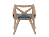 Chair in White Washed Wood and Blue Fabric - Set of 2 B202P223450