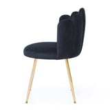 Modern Velvet Dining Chairs Set of 2, Woven Dining Chair with Golden Metal Legs, W1117P180621