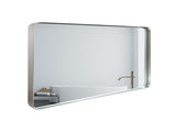 40x30inch Brushed Silver Rounded Corner Rectangle Mirror For Wall Metal Frame Wall Mounted W2091126976