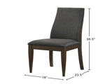 Set of 2 Grey Fabric Upholstered Dining Chairs, Dark Walnut B016P225492