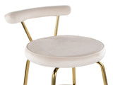 Fixed-Height Barstool with Swivel in Gold Metal and Cream Velvet - Set of 2 B202P471223