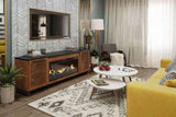 86 inch Fireplace TV Stand Console for TVs up to 100 inches, Minimal Assembly, Black with Bourbon B108P160228