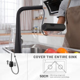 Matte Black Waterfall Kitchen Faucet with Temperature Display, Single Handle Kitchen Faucet with W1217P146517