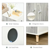 ZNTS 23.5" Wooden Cat Litter Box White End Table 16998674