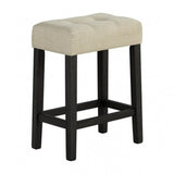 Two-Tone Design Transitional Black 3pc Dining Set Table 2x Stools Tufted Beige Seats Dining Room B2741P301915