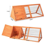 Small Chicken Coop Outdoor A-Frame Quail Cage 2 Door & Run Cage Wooden Triangle Quail Hutch 79672508