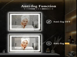 24"X36" Anti-fog LED Bathroom Mirror with Dual Light Source and Three Lighting Modes, White 40650246