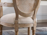 French Vintage Upholstered Fabric Dining Armchair, Set of 2, Beige W1622113267