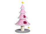 59in Large Tall Christmas Tree Cat Tower 2 Cat Condos & Scratching Post, Soft Fleece Cat Tree 91734077