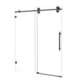 ZNTS 56-60 in. W x 76 in. H Sliding Frameless Shower Door in Matte Black with Clear Tempred Glass, W1562118455