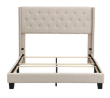 ZNTS Upholstered Platform Bed with Classic Headboard, Box Spring Needed, Beige Linen Fabric, Queen Size WF280786AAA