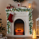 2 Pack 9FT Pre-lit Snow Flocked Christmas Garland, Lighted Artificial Xmas Garland with 200 Warm 83757573