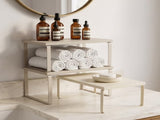 Set of 3 Stackable & Expandable Kitchen Cabinet Shelf Organizers, Sand Beige 06129737