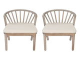 Outdoor Dining Chairs Set of 2, Acacia Wood Patio Chairs with Cream Washable Cushion,for Backyard, N762P389932K