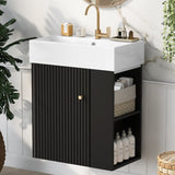 21.6 inch Modern Floating Bathroom Vanity with Ceramic Basin - Perfect for Small Bathrooms, N729P170388B