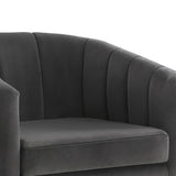 Dark Grey and Gold Tufted Barrel Accent Chair B062P153751