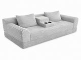 72 inches Soft Striped Corduroy Convertible Sofa Bed, Gray Fold Out Lounge Couch with Cup Holders & W5156P544108
