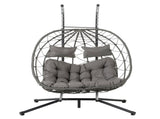 2 Persons Egg Chair with Stand Indoor Outdoor Swing Chair Patio Wicker Hanging Egg Chair Hanging 00595291