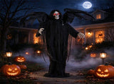 5.5FT Halloween Animatronic Winged Grim Reaper, Sound & Button Activated, Shaking Reaper with 39336068