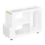 ON-TREND Mobile End Table with Lockable Wheels, Narrow Coffee Table with 5mm Thick Fluted Tempered N721P179241K