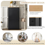 ON-TREND Functional Entryway Organizer with 2 Flip Drawers, Wood Grain Pattern Top Shoe Cabinet with WF308547AAB