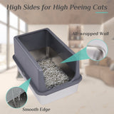 ZNTS XL Stainless Steel Cat Litter Box with Lid, Extra Large Litter Pan with High Sides, Easy Cleaning, 98168001