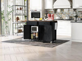 K&K 53.5''Farmhouse Kitchen Island with Power Outlet, Kitchen Storage Island with Drop Leaf, Spice N707P170348B
