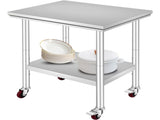 Stainless Steel Work Table 30 x 24 x 33 Inch, 700 lbs Capacity with Wheels, Adjustable Heights, 50651686