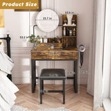 Makeup Vanity with LED Lights&3 Color and Power Outlet Makeup Vanity Table with 2 big Drawers with W509P297015