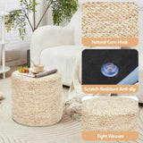 Round Pouf Ottoman Natural Seagrass Pouf Footrest, Foot Stool for Bedroom Living Room Accent 43552738