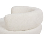 Fuji 360 Swivel Low Barrel Back Accent Chair, Ivory White Boucle B2719P238262