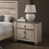 Imerland Contemporary White Wash Finish Bedroom 6-piece Set, King Bed, Dresser, Mirror, 2 T2574P200211