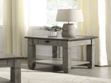 Coffee and Antique Gray Finish 1pc End Table with Drawer Bottom Shelf Wooden Living Room Furniture B011P175716