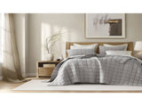 3-Piece King/Cal King Linen Garment Washed Quilt Set,Gray B035P408300