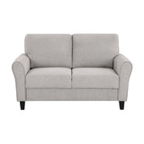 ZNTS Modern Transitional Sand Hued Textured Fabric Upholstered 1pc Loveseat Attached Cushion Living Room B01156549