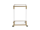 Golden Side Table, Acrylic Sofa Table, Glass Top C Shape Square Table with Metal Base for Living W82153574