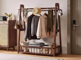 Solid Wood Freestanding Clothing Garment Rack, 23.62"16.34"63.78", Mobile Wooden Clothes Hanger W5368P553346