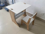 Kids Table Set with One Chair, Multifunctional Wooden Children Study Table-Convertible Tabletop for 58011594