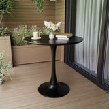 31.5" Black Round Dining Table, Tulip Table Kitchen Dining Table 2-4 People with MDF Table Top & W2189P303506