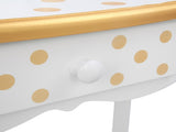Three Fold Mirror Single Drawing Curved Foot Children Dressing Table Yellow Dots 13820391