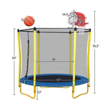 ZNTS 5.5FT Trampoline for Kids - 65" Outdoor & Indoor Mini Toddler Trampoline with Enclosure, Basketball 82509817