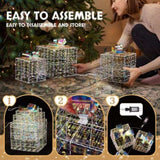 Lighted Iridescent Gift Boxes Set of 3, Pre-lit Nestable Present Boxes Ornament with 140 LED Warm 52441280