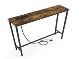 31.50"x7.87"x31.10" Console Table, MDF with Melamine Veneer & Iron Frame, with Power Outlet, Rusty 35742284
