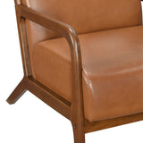 ZNTS Walnut Finish Sleek Design Accent Chair Brown Faux Leather Upholstery Modern Living Room Furniture B011P271961